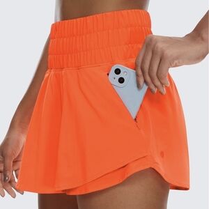CRZ YOGA Neon Orange Sports Shorts
